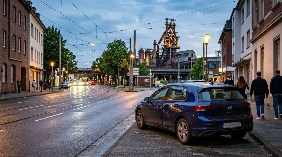 Kfz-Gutachter begutachtet Unfallschaden in Duisburg