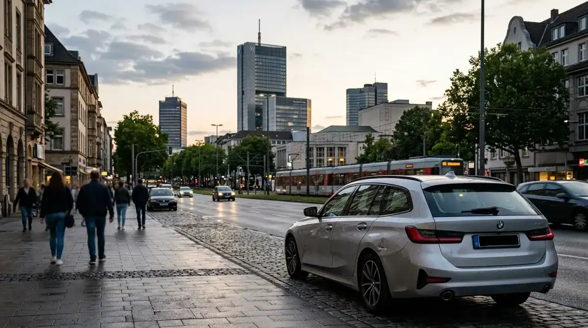 Kfz-Gutachter begutachtet Unfallschaden in Essen