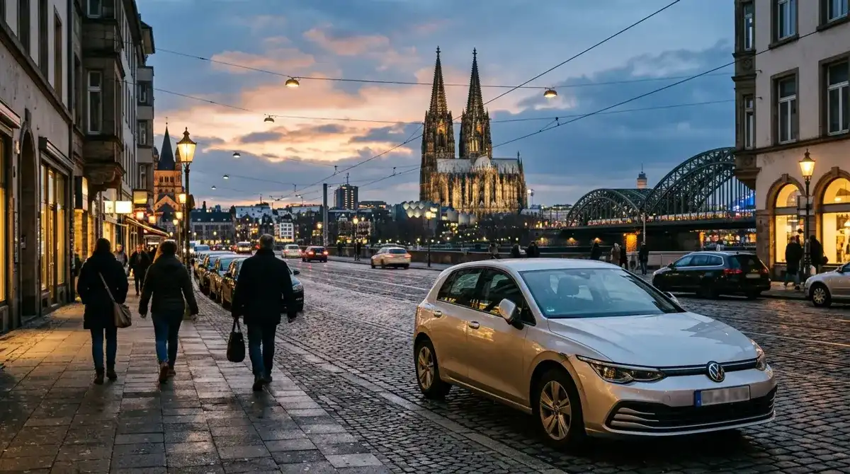 Kfz-Gutachter begutachtet Unfallschaden in Köln