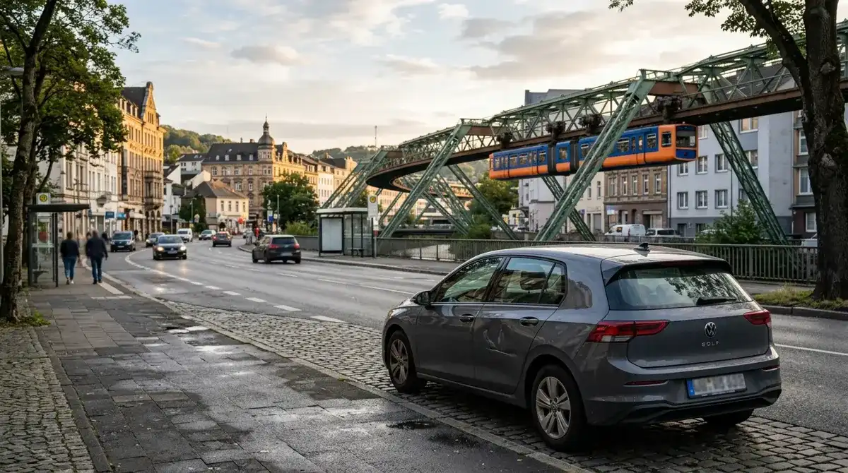 Kfz-Gutachter begutachtet Unfallschaden in Wuppertal